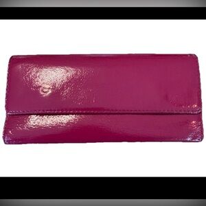 HOBO International Leather Wallet Pink Magenta Long TriFold